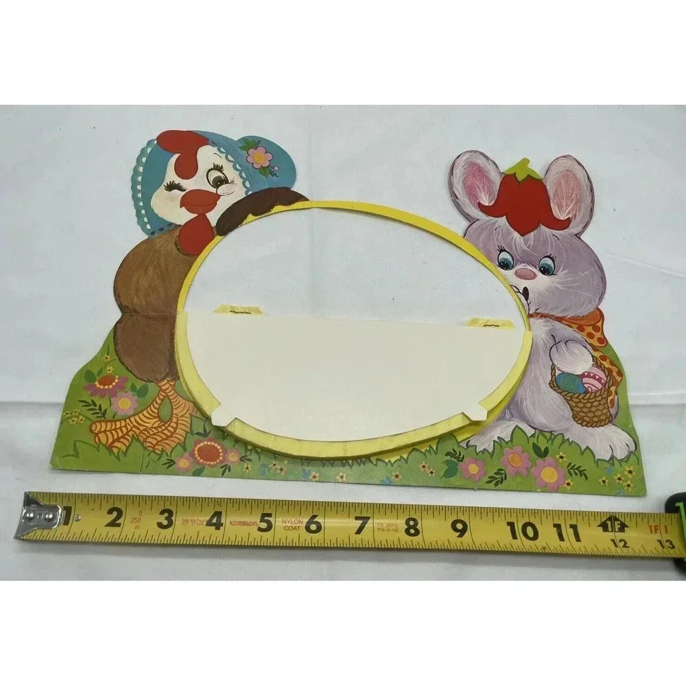 Vintage 1970s Peck Easter Diecut Hen and Bunny Honeycomb Egg Decoration